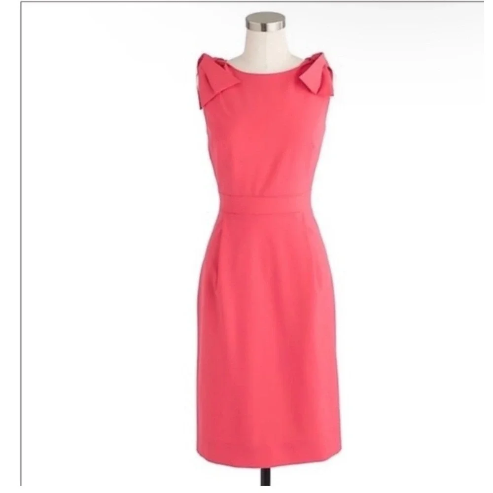 J.‎ Crew Coral Pink Origami Bow Detail Sheath Dress Womens Size 4